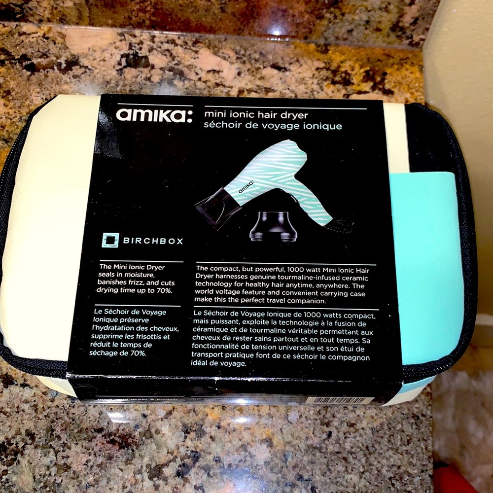 Amika Mini Travel Hair Dryer with accessories